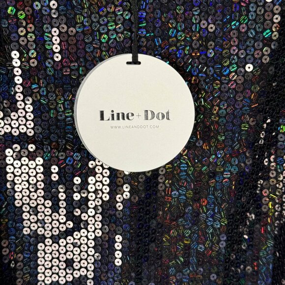 Line + Dot Black Sequin V-Neck Mini Dress Medium Evening Dress - Picture 4 of 7